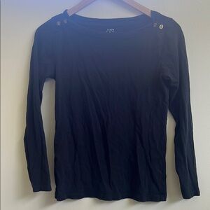 J. Crew Black Button-Shoulder Long Sleeve